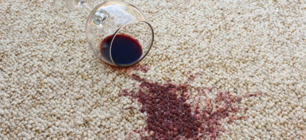 Red wine spilt on carpet