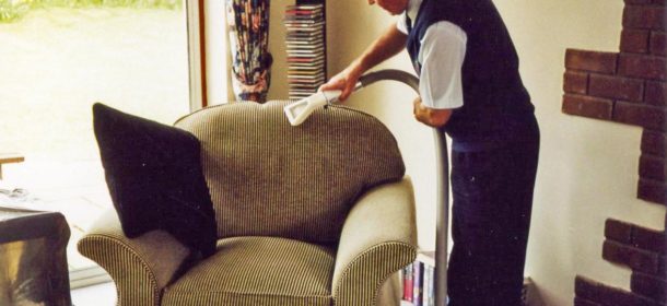 Chair fabric being cleaned