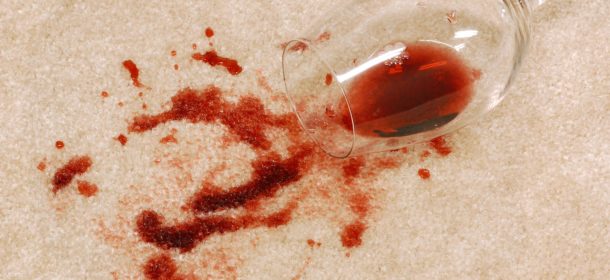 Red wine spill on carpet